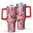 thumbnail image 1 of OBREWU Chihuahua and Flower Florals Tumbler with Handle and Lid,Chihuahua and Flower Florals 40oz Double Wall Vacuum Insulated Tumbler,Cups Gift for Women and Men, 1 of 7