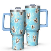 OBREWU Corgi Footprint Tumbler with Handle and Lid,Corgi Footprint 40oz Double Wall Vacuum Insulated Tumbler,Cups Gift for Women and Men