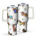 thumbnail image 1 of OBREWU Dachshund Footprint Bone Tumbler with Handle and Lid,Dachshund Footprint Bone 40oz Double Wall Vacuum Insulated Tumbler,Cups Gift for Women and Men, 1 of 7