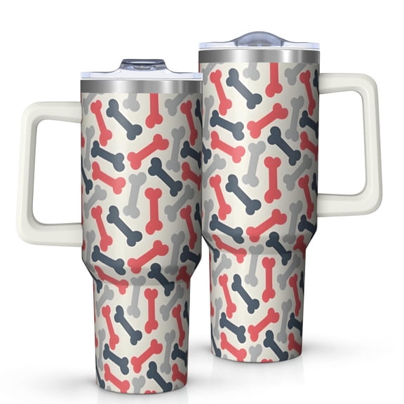 OBREWU Dog Bones Tumbler with Handle and Lid,Dog Bones 40oz Double Wall Vacuum Insulated Tumbler,Cups Gift for Women and Men