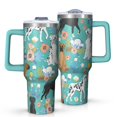 thumbnail image 1 of OBREWU Dog Pattern with Floral Background Tumbler with Handle and Lid,Dog Pattern with Floral Background 40oz Double Wall Vacuum Insulated Tumbler,Cups Gift for Women and Men, 1 of 7