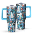 thumbnail image 1 of OBREWU Dog with Flowers Tumbler with Handle and Lid,Dog with Flowers 40oz Double Wall Vacuum Insulated Tumbler,Cups Gift for Women and Men, 1 of 7