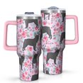 thumbnail image 1 of OBREWU French Bulldog and Flower Tumbler with Handle and Lid,French Bulldog and Flower 40oz Double Wall Vacuum Insulated Tumbler,Cups Gift for Women and Men, 1 of 7