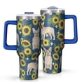 thumbnail image 1 of OBREWU French Bulldog Sunflowers Floral Tumbler with Handle and Lid,French Bulldog Sunflowers Floral 40oz Double Wall Vacuum Insulated Tumbler,Cups Gift for Women and Men, 1 of 7