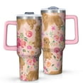 thumbnail image 1 of OBREWU Golden Retriever with Flowers Tumbler with Handle and Lid,Golden Retriever with Flowers 40oz Double Wall Vacuum Insulated Tumbler,Cups Gift for Women and Men, 1 of 7