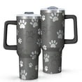 thumbnail image 1 of OBREWU Grey Dog Paw Footprint Tumbler with Handle and Lid,Grey Dog Paw Footprint 40oz Double Wall Vacuum Insulated Tumbler,Cups Gift for Women and Men, 1 of 7