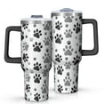 thumbnail image 1 of OBREWU Grey Dog Paw Footprint Tumbler with Handle and Lid,Grey Dog Paw Footprint 40oz Double Wall Vacuum Insulated Tumbler,Cups Gift for Women and Men, 1 of 7