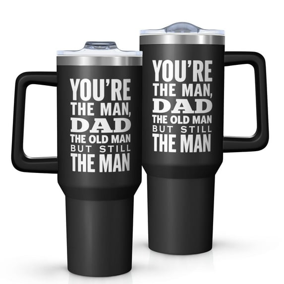 OBREWU You're the Man Dad Tumbler with Handle and Lid,40oz You're the Man Dad Double Wall Vacuum Insulated Tumbler,You're the Man Dad Cups Gift for Women and Men