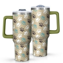 OBREWU Paw Prints Tumbler with Handle and Lid,Paw Prints 40oz Double Wall Vacuum Insulated Tumbler,Cups Gift for Women and Men