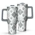 thumbnail image 1 of OBREWU Pawprints Argyle Tumbler with Handle and Lid,Pawprints Argyle 40oz Double Wall Vacuum Insulated Tumbler,Cups Gift for Women and Men, 1 of 7