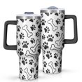 thumbnail image 1 of OBREWU Pet Paw Print and Bone Tumbler with Handle and Lid,Pet Paw Print and Bone 40oz Double Wall Vacuum Insulated Tumbler,Cups Gift for Women and Men, 1 of 7
