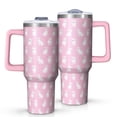 thumbnail image 1 of OBREWU Pink Cute French Bulldogs Tumbler with Handle and Lid,Pink Cute French Bulldogs 40oz Double Wall Vacuum Insulated Tumbler,Cups Gift for Women and Men, 1 of 7