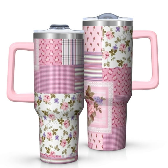 OBREWU Pioneer Flower Tumbler with Handle and Lid,40oz Pioneer Flower Double Wall Vacuum Insulated Tumbler,Pioneer Flower Cups Gift for Women and Men