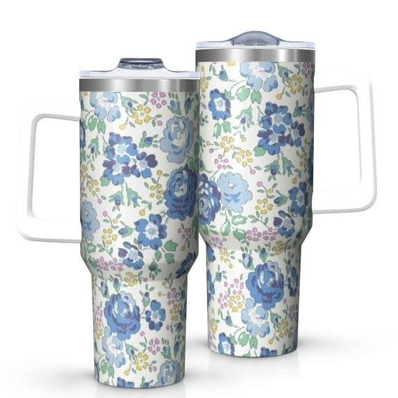 OBREWU Pioneer Flower Tumbler with Handle and Lid,40oz Pioneer Flower Double Wall Vacuum Insulated Tumbler,Pioneer Flower Cups Gift for Women and Men