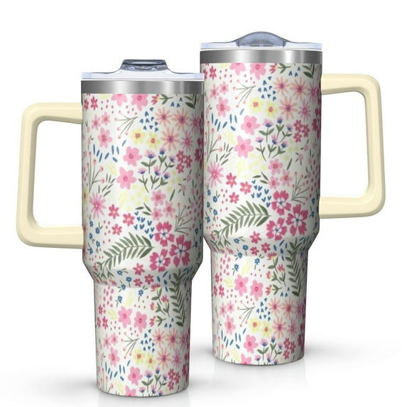 OBREWU Pioneer Flower Tumbler with Handle and Lid,40oz Pioneer Flower Double Wall Vacuum Insulated Tumbler,Pioneer Flower Cups Gift for Women and Men