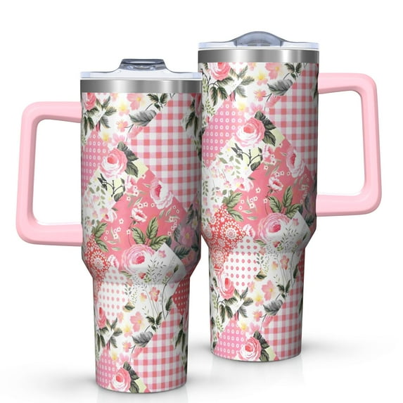OBREWU Pioneer Flower Tumbler with Handle and Lid,40oz Pioneer Flower Double Wall Vacuum Insulated Tumbler,Pioneer Flower Cups Gift for Women and Men