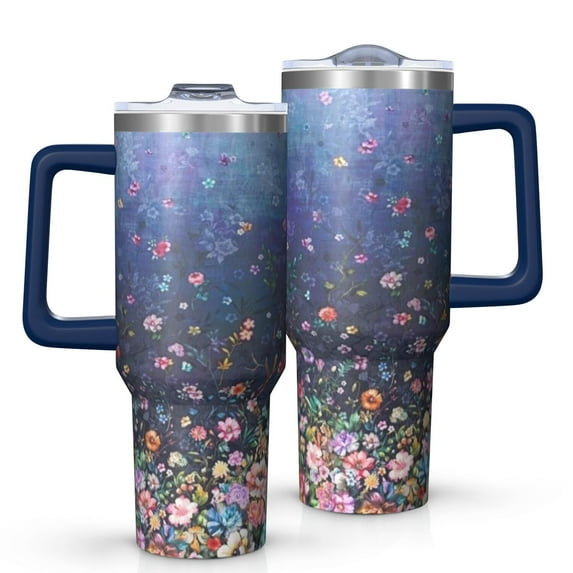 OBREWU Pioneer Flower Tumbler with Handle and Lid,40oz Pioneer Flower Double Wall Vacuum Insulated Tumbler,Pioneer Flower Cups Gift for Women and Men
