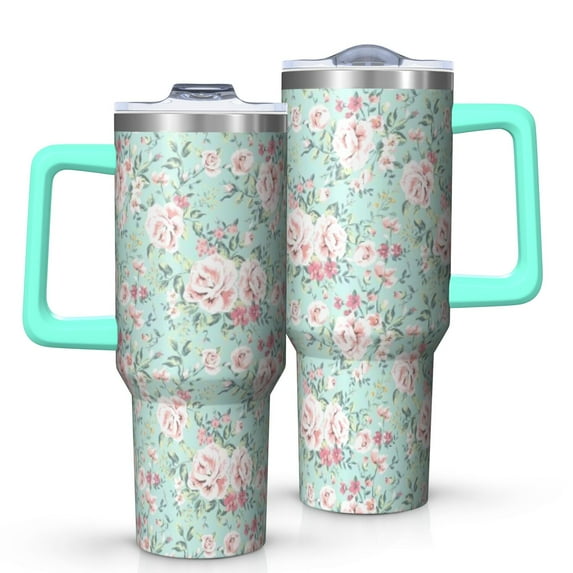 OBREWU Pioneer Flower Tumbler with Handle and Lid,40oz Pioneer Flower Double Wall Vacuum Insulated Tumbler,Pioneer Flower Cups Gift for Women and Men