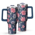 thumbnail image 1 of Flower Floral Print Pattern 40oz Tumbler with Handle and Lid, Double Wall Vacuum Insulated Tumbler, Gift Cups for Women and Men, 1 of 6