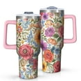 thumbnail image 1 of OBREWU Pioneer Flower Tumbler with Handle and Lid,Pioneer Flower 40oz Double Wall Vacuum Insulated Tumbler,Cups Gift for Women and Men, 1 of 7