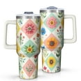 thumbnail image 1 of OBREWU Pioneer Flower Tumbler with Handle and Lid,Pioneer Flower 40oz Double Wall Vacuum Insulated Tumbler,Cups Gift for Women and Men, 1 of 7