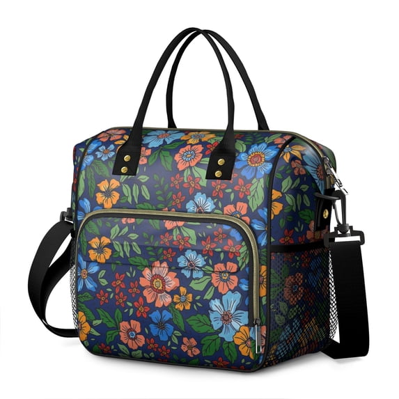 OBREWU Pioneer Flower Womens Lunch Box for Work,Insulated Large Pioneer Flower Lunch Bag for Women,Loncheras Para Mujer,Leakproof Adult Lunch Bag for Work,Beach,Travel,Picnic,Camping