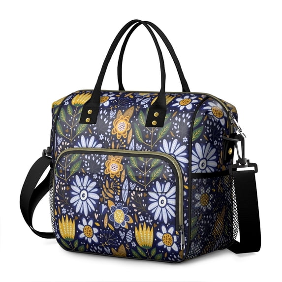 OBREWU Pioneer Flower Womens Lunch Box for Work,Insulated Large Pioneer Flower Lunch Bag for Women,Loncheras Para Mujer,Leakproof Adult Lunch Bag for Work,Beach,Travel,Picnic,Camping