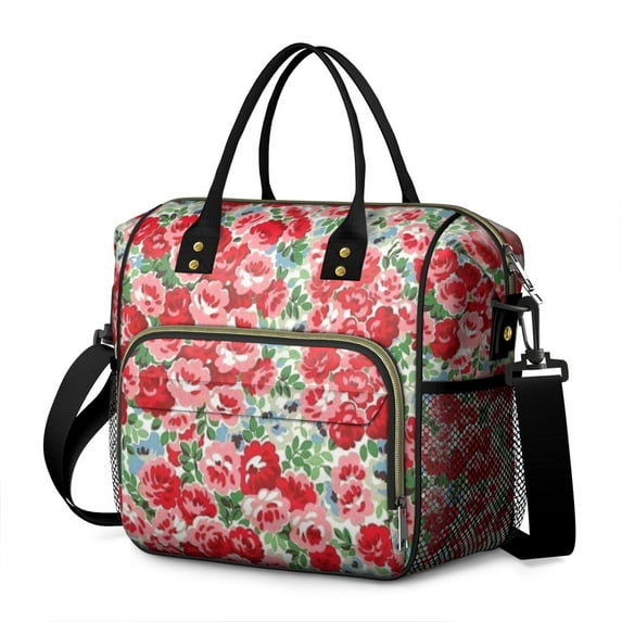 OBREWU Pioneer Flower Womens Lunch Box for Work,Insulated Large Pioneer Flower Lunch Bag for Women,Loncheras Para Mujer,Leakproof Adult Lunch Bag for Work,Beach,Travel,Picnic,Camping