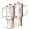 thumbnail image 1 of OBREWU Pomeranian Dogs with Hearts Tumbler with Handle and Lid,Pomeranian Dogs with Hearts 40oz Double Wall Vacuum Insulated Tumbler,Cups Gift for Women and Men, 1 of 7