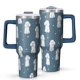 thumbnail image 1 of OBREWU Poodle Dog and Footprint Tumbler with Handle and Lid,Poodle Dog and Footprint 40oz Double Wall Vacuum Insulated Tumbler,Cups Gift for Women and Men, 1 of 7