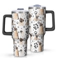 thumbnail image 1 of OBREWU Pug and Footprints Tumbler with Handle and Lid,Pug and Footprints 40oz Double Wall Vacuum Insulated Tumbler,Cups Gift for Women and Men, 1 of 7