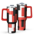 thumbnail image 1 of OBREWU Red and Black Modern Art Geometric Tumbler with Handle and Lid,Red and Black Modern Art Geometric 40oz Double Wall Vacuum Insulated Tumbler,Cups Gift for Women and Men, 1 of 7