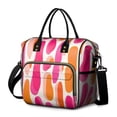 thumbnail image 1 of OBREWU Red and Orange Modern Art Geometric Women's Insulated Leakproof Large Lunch Bag, Oxford Cloth, 1 of 7
