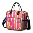 thumbnail image 1 of OBREWU Red and Orange Modern Art Geometric Women's Insulated Leakproof Large Lunch Bag, Oxford Cloth, 1 of 7