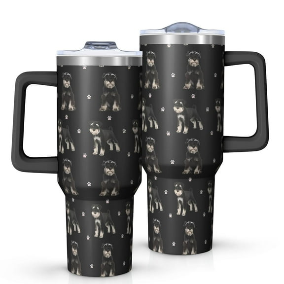 OBREWU Schnauzer Dog Tumbler with Handle and Lid,Schnauzer Dog 40oz Double Wall Vacuum Insulated Tumbler,Cups Gift for Women and Men