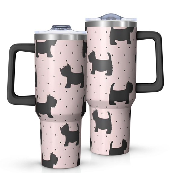OBREWU Scottish Terrier Tumbler with Handle and Lid,Scottish Terrier 40oz Double Wall Vacuum Insulated Tumbler,Cups Gift for Women and Men