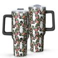 thumbnail image 1 of OBREWU White Poodle Dog Hawaiian Floral Tumbler with Handle and Lid,White Poodle Dog Hawaiian Floral 40oz Double Wall Vacuum Insulated Tumbler,Cups Gift for Women and Men, 1 of 7