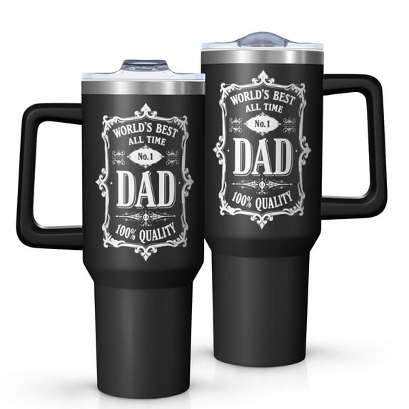 OBREWU World's Best Dad Tumbler with Handle and Lid,40oz World's Best Dad Double Wall Vacuum Insulated Tumbler,World's Best Dad Cups Gift for Women and Men