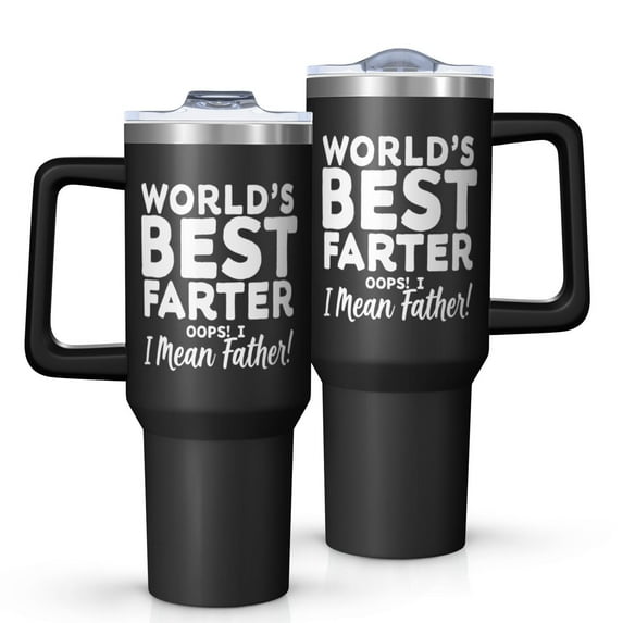 OBREWU World's Best Farter Tumbler with Handle and Lid,40oz World's Best Farter Double Wall Vacuum Insulated Tumbler,World's Best Farter Cups Gift for Women and Men