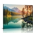OBREWY Autumn Lake Large Stretched Canvas Wall Art For Living Room