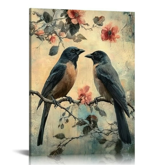 OBREWY Crow Canvas Art Wall Decor Print Wall Art Dark Academia Paintings Pictures Gothic Crow Painting Vintage Poster Raven Artwork Dark Gothic Wall Art for Room 12x16 in