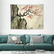 OBREWY  Japan Anime Tapestry, Asian Cherry Blossom Mount Fuji Tapestry, Japanese Decor Tapestry Art Home Decor Tapestry for Living Room College Dorm Beach