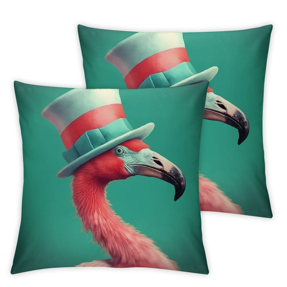YECHA Pillowcase A Flamingo Wearing A Santa Hat Throw Pillow Cover