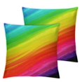 OBREWY Rainbow Colors Smooth Gradients Short Plush Pillow Case Set of 2