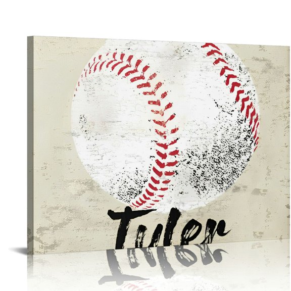 OBREWY Vintage Rustic Baseball Canvas Wall Art 20x16in