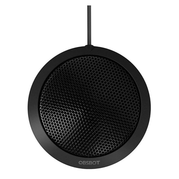 OBSBOT Plug-and-Play Omnidirectional Tabletop HQ Microphone with Anti-Slip Rubber Base and 3.5mm TRRS Jack (Black)