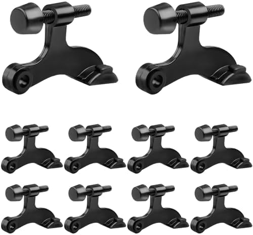 OBTANIM 8 Pack Hinge Pin Door Stopper Heavy Duty Metal Adjustable Door Stops with Rubber Bumper Tips (Black)