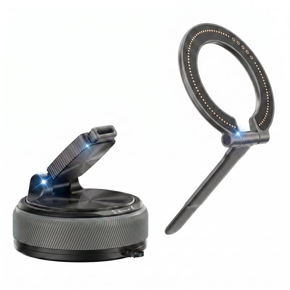 OBTKBKU 2-in-1 Magnetic Car Phone Mount Zinc Alloy Detachable Ring Stand, Black