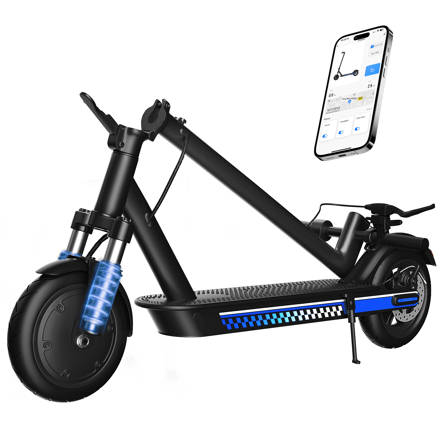 OBX 350W Foldable Electric Scooters for Adults, 19MPH High Speed & 21 Miles Long Range E-Scooter with APP Control, 8.5'' Pneumatic Tires & Dual Brakes