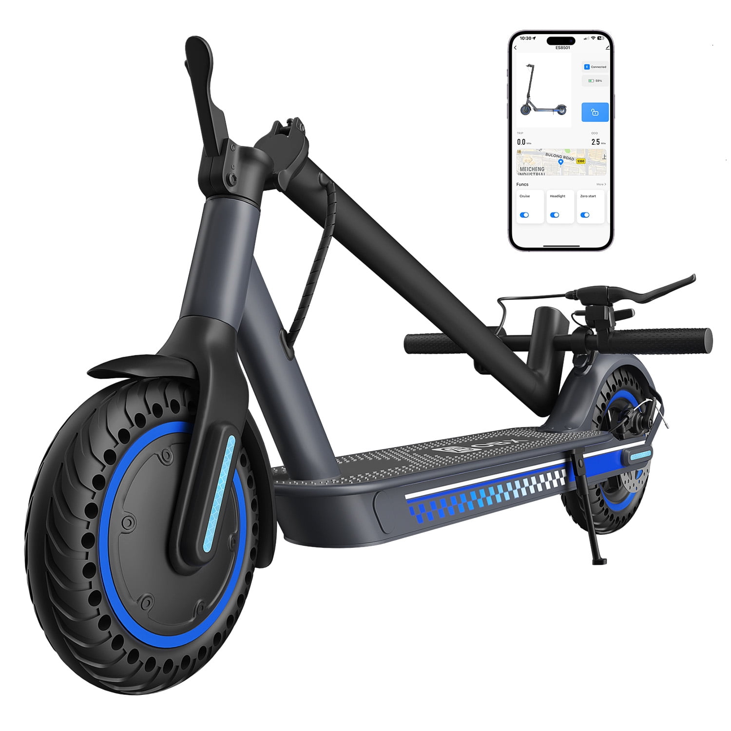 OBX Adult electric scooter,350W Motor 19MPH & 21 Miles Long Range,Folding Design with Dual Brake System and App Control for Commuting